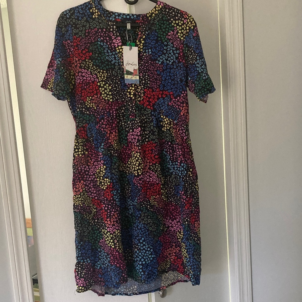Joules women’s Ella dress in floral and leopard print size US 6 UK 10 new
